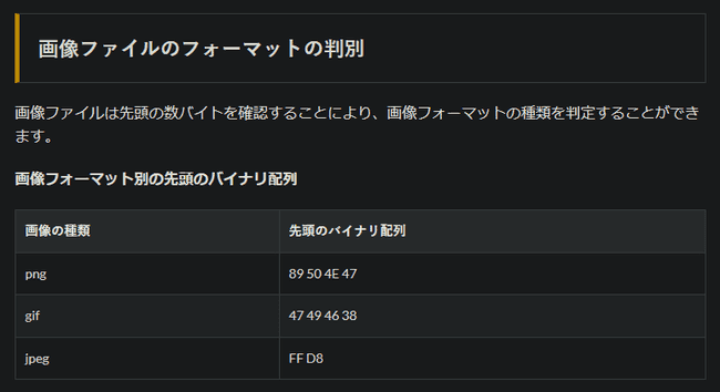 画像ファイルフォーマットの判別方法